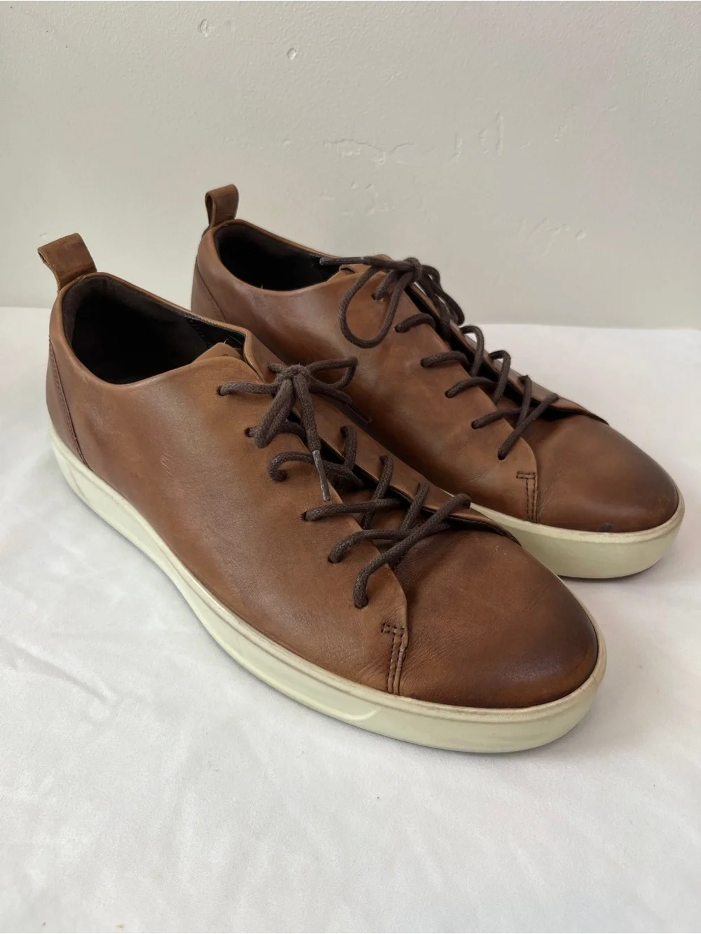 ECCO Soft 7 Cognac Brown Leather Lace Up Sneakers Mens US 9 EU 43 UK 9.5 440604
